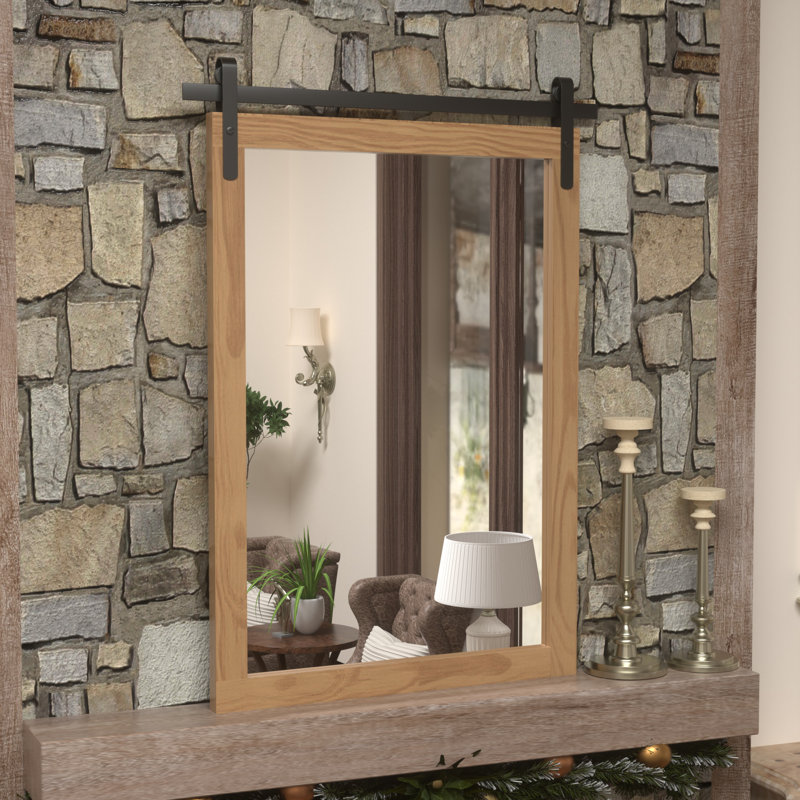Miroir d'appoint mural rectangulaire, Brun rustique, 36 po x 24 po