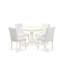Ensemble de table de salle à manger 5 pièces comprenant une table de cuisine ronde avec piédestal et 4 chaises Parson revêtues de similicuir blanc, lin blanc-1325431809-1243050151-1326178731