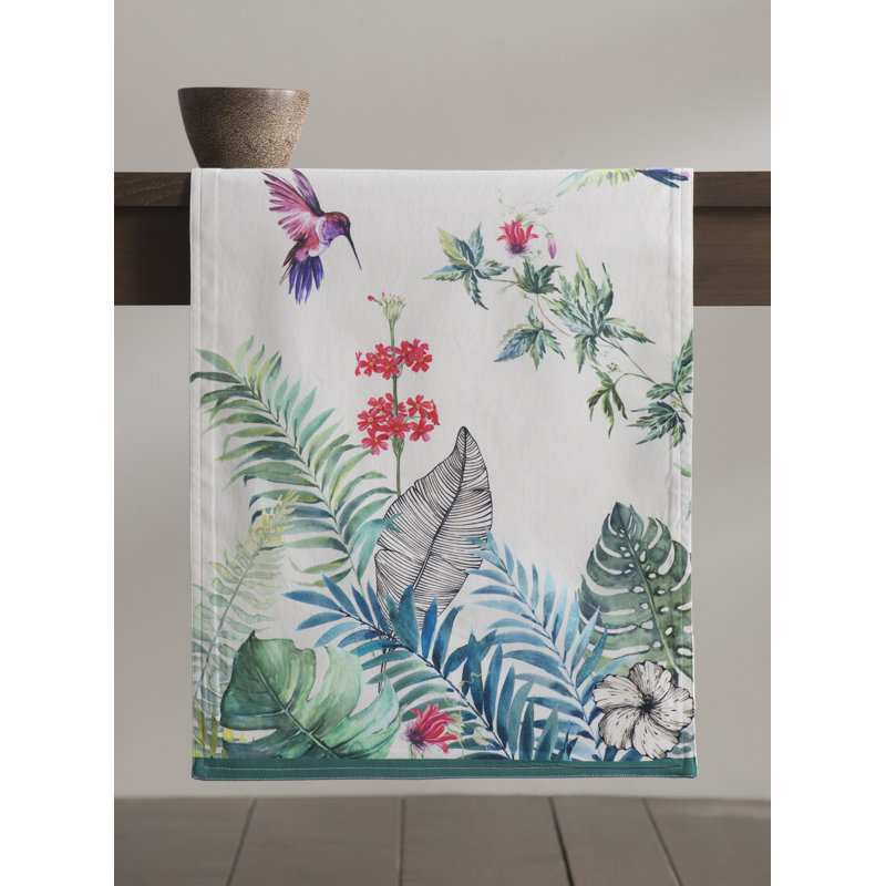 Floral 100% Cotton Table Runner, 72" L x 14.5" W