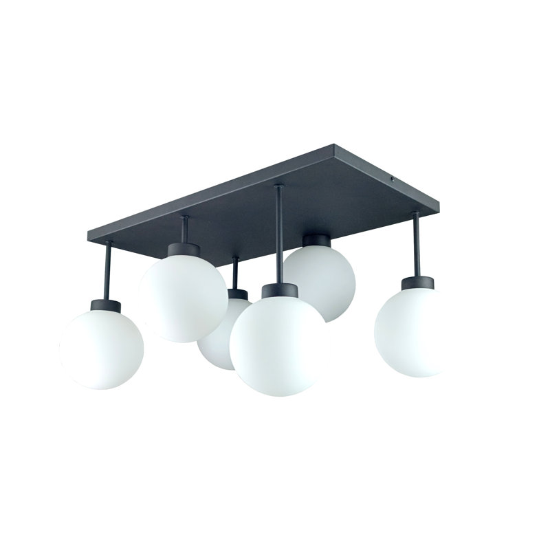 Alexzander Glass Semi Flush Mount, Black, White
