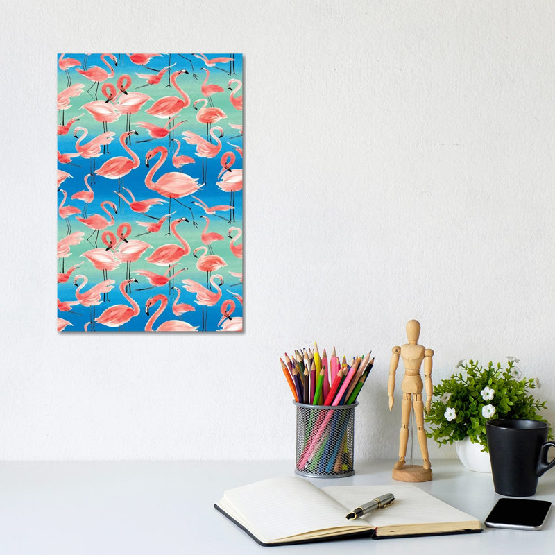 Flamingos Pink by Ninola Design - Wrapped Canvas Print, 20.32 cm H x 30.48 cm W