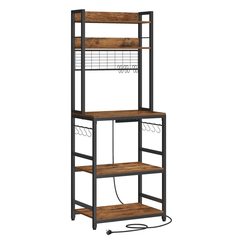 Akeelah 24" Metal Baker's Rack, Rustic Brown/Ink Black