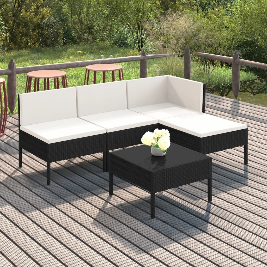 4-Sitzer Lounge-Set Jeslynn aus Polyrattan mit Polster