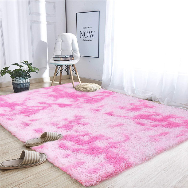 Rectangle Antonije Shag Polyester Area Rug in Pink, Rectangle 6' x 9'