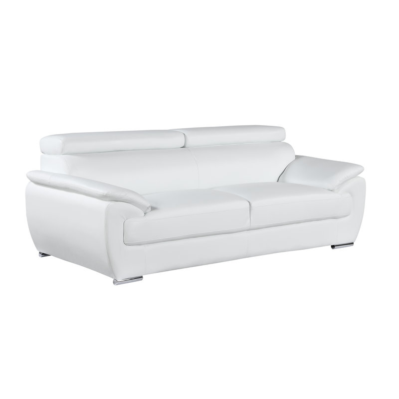 Canapé en cuir véritable Aieshia, Blanc