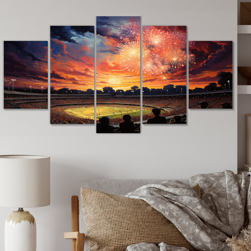 Sport Stadium In Spotlight VIII - Architecture Wall Art Living Room - 5 panneaux