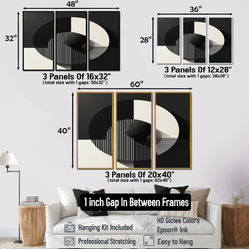 Ensemble de décorations géométriques géométriques, Cadre flottant doré, H 40 po x l 60 po x P 1 po