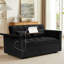 Lit de 55,5 po en velours double rembourré avec dossier réglable, table d'appoint et bureau contemporain convertible pour chambre à coucher, coussins décoratifs