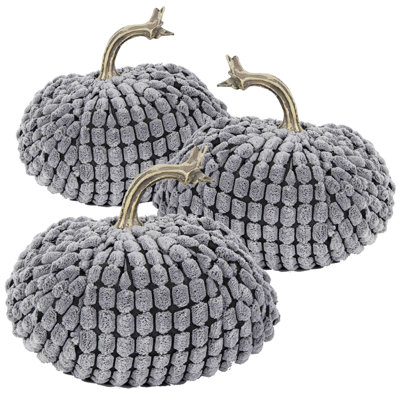 5.5X5.5X5"H Chenille Weighted Pumpkingray, Set Of 3