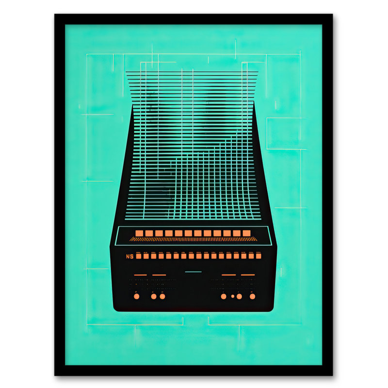 The Future Of Music Radio Frequencies Turquoise Orange - Single Picture Frame Print