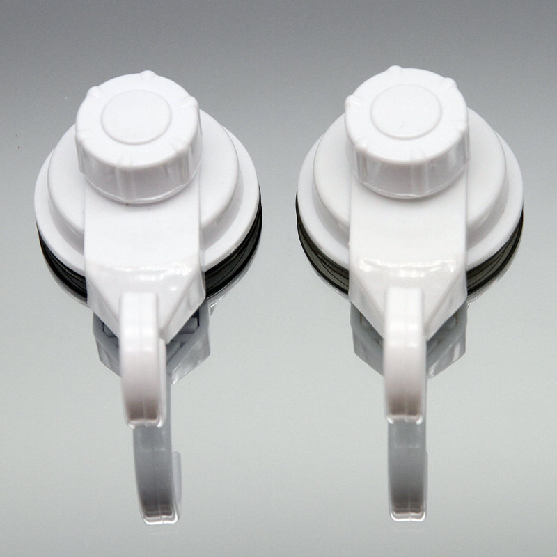 White Plastic and Metal Suction Cup Wall Hooks Set of 2