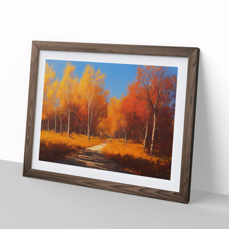 Blooming Autumn Forest - Framed Print, 46cm H x 64cm W x 2cm D, Walnut