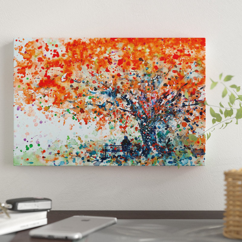 « under the shade of the flamboyantes », non disponible sur toile, H 18 po x l 26 po x P 1,5 po, Pas de tapis, Toile tendue