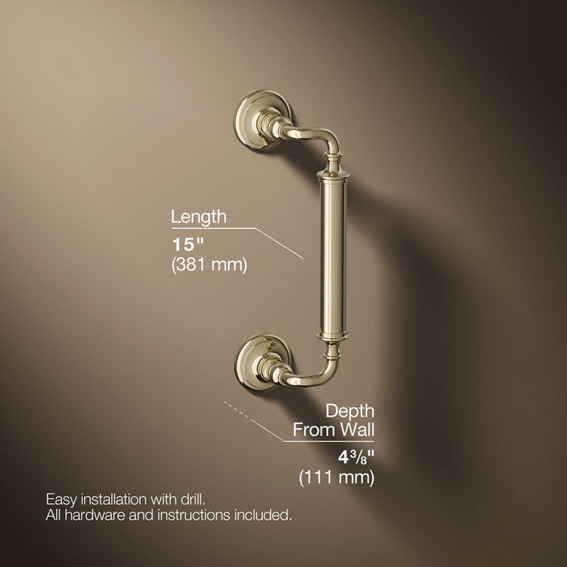 Kohler Artifacts Grab Bar, 12"W, Vibrant French Gold