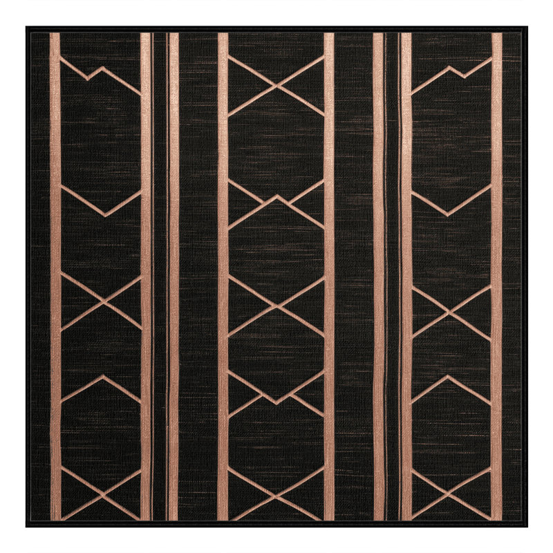 Machine Washable Trellis Black Area Rug, Square 8'