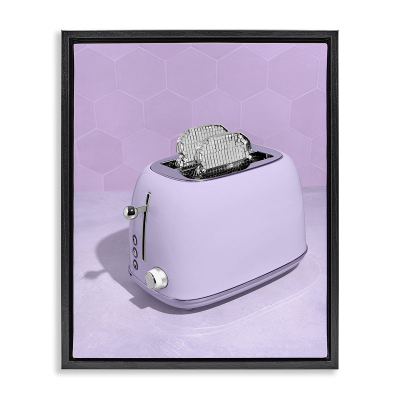 Disco Toast sur cadre flottant mauve, design par Lish Creative, 31 x 25, Cadre flottant noir de jais