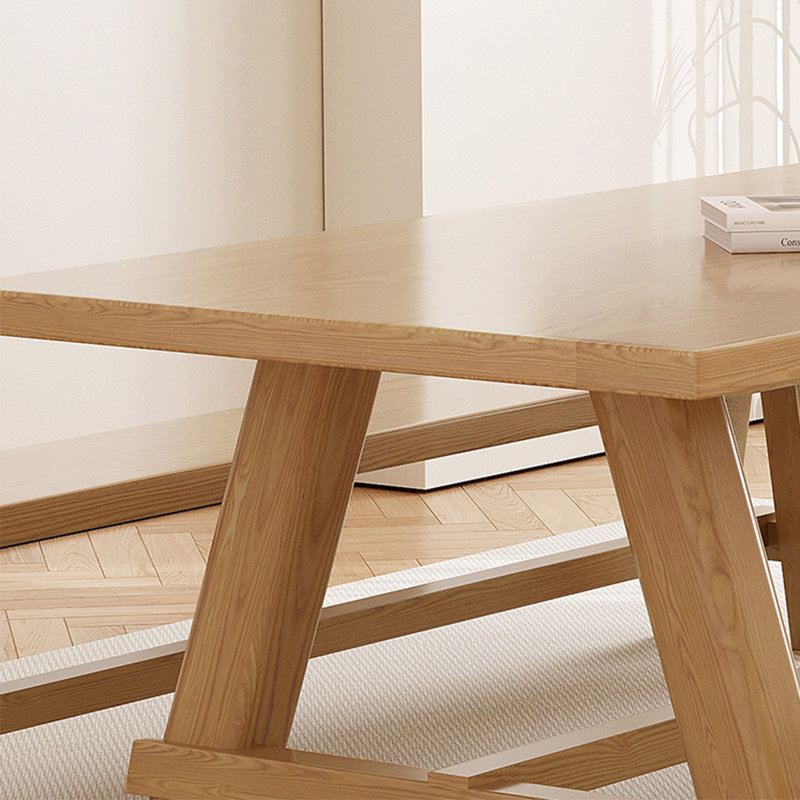 Japanese style full solid wood dining table set, 29.5"H x 62.9"L x 31.4"W
