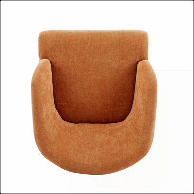 Chaise d'appoint moderne avec dossier rond et pieds en bois - Chaise longue d'inspiration Mid-Century pour le salon, la chambre à coucher ou le bureau - Revêtement en tissu doux