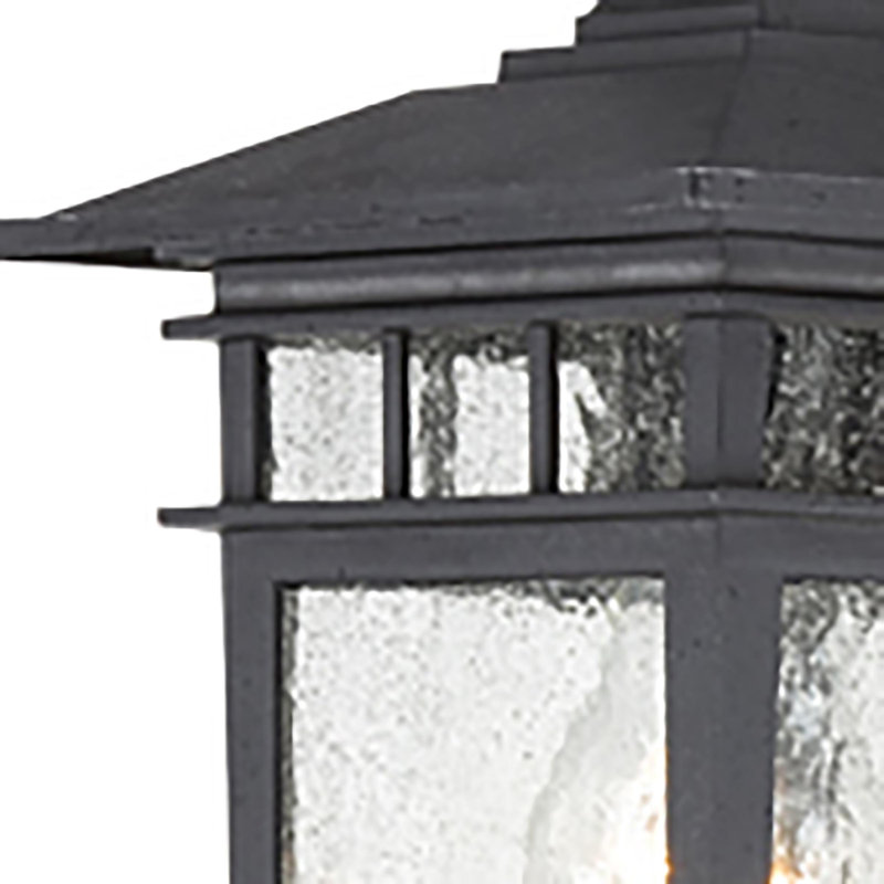 Lanterne murale d'extérieur en verre bullé H 11,75 po Valeri, Noir texturé