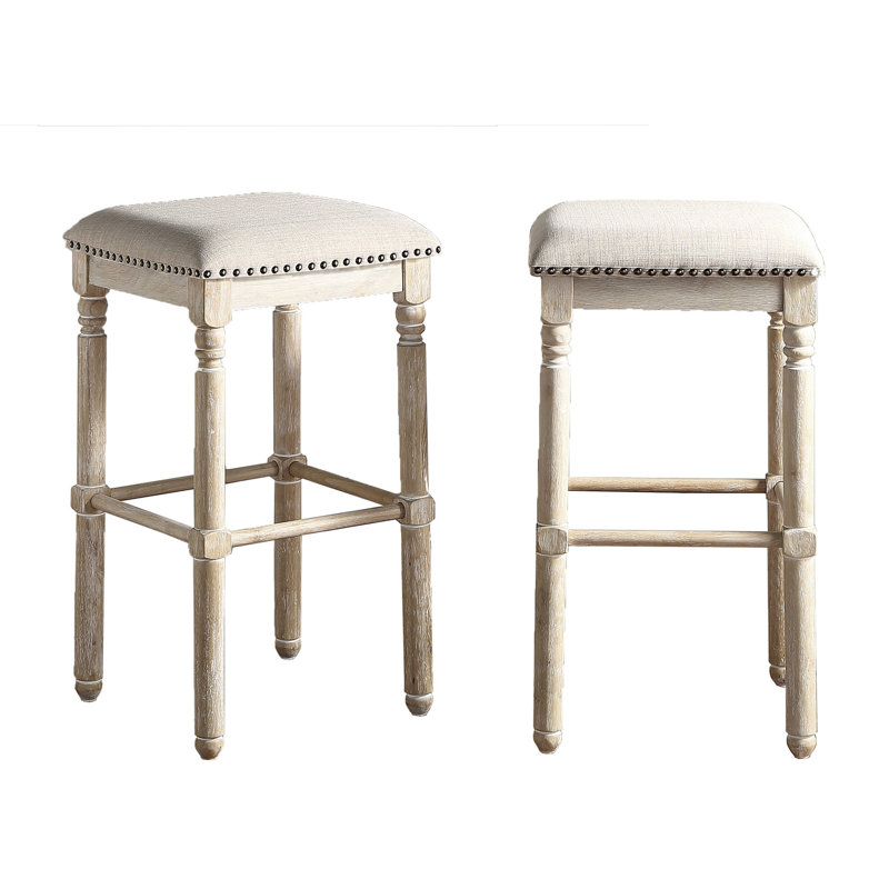 Tabouret de bar brun clair, de 2 tabourets de bar rembourrés pour la douceur, garniture cloutée en bronze