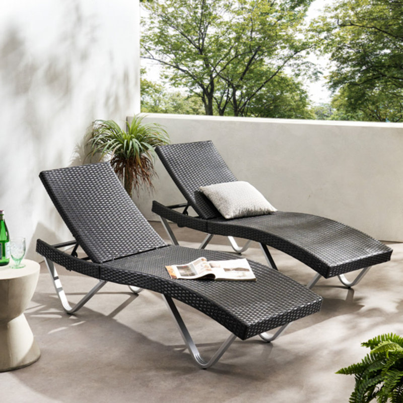Ensemble de chaises longues inclinables 77,25 po Leyt, Brun