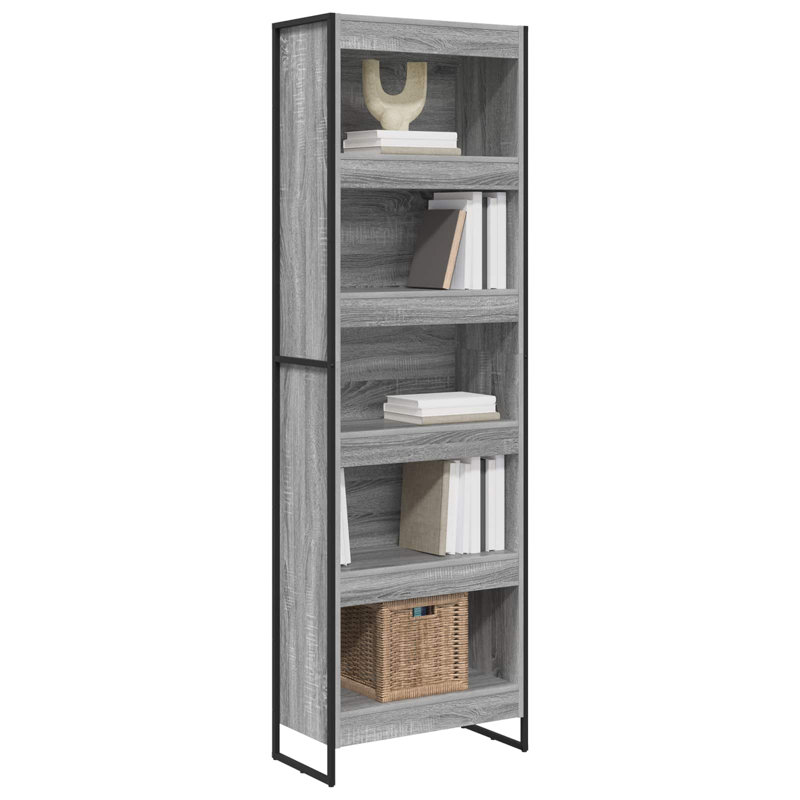 Steel Book Cabinet Bookcase, (5 Shelves) 189.5cm. H x 60cm. W x 30cm. D, Grey Sonoma