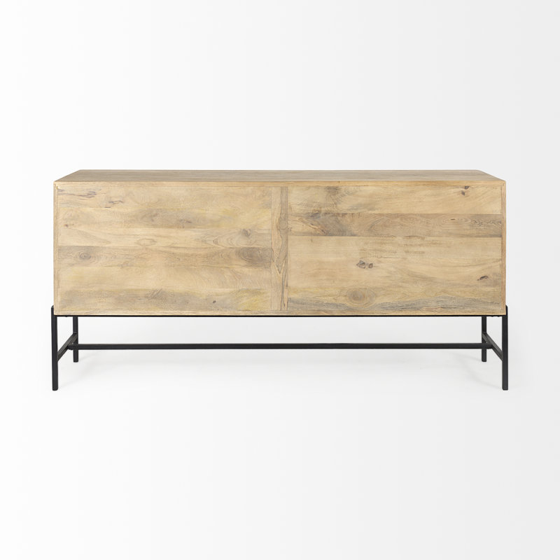 Arelius 70'' W Solid Wood Sideboard, Black/Light Brown