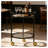 Modern Round Bar Cart with Two Tempered Glass Shelves and Gold Accent Frame