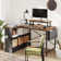 Monike 42'' W Modern Computer Desk with Reversible Storage Shelves,Small L Shaped Desk with LED Light and Monitor Stand