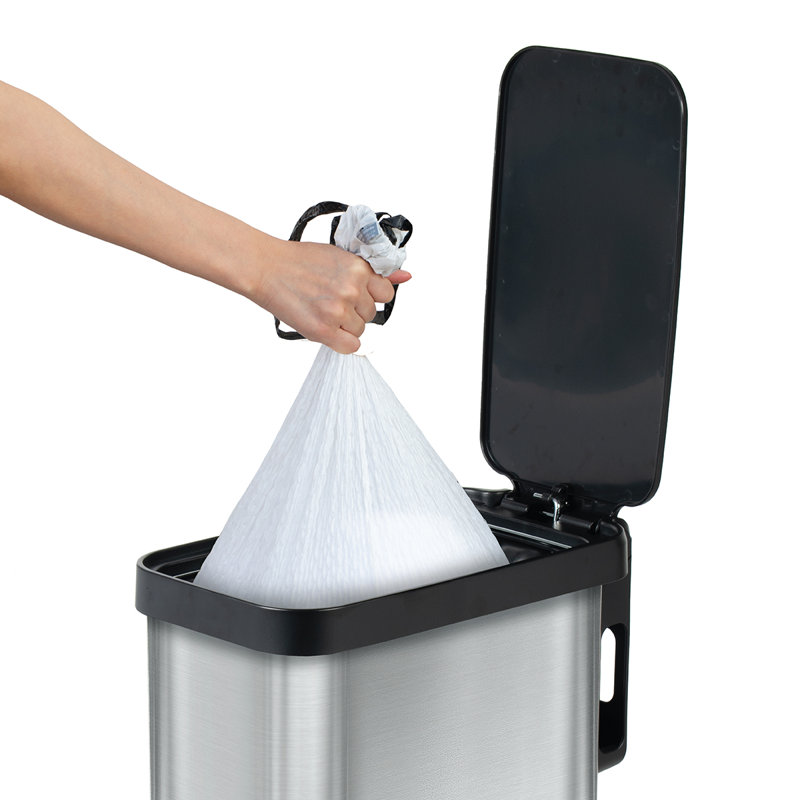Poubelle à pédale en acier inoxydable GLAD ™ 12 gallons, Noir