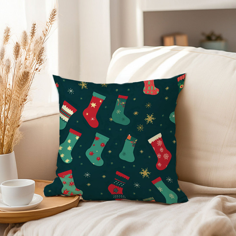 Holiday Christmas Stocking Pattern II Modern, 18"H x 18"W