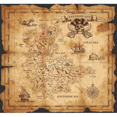 Art For the Home Treasure Map Natural Print To Order Fixed Size 2.8m x 3m Mural
