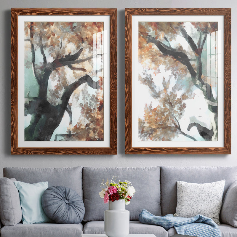 Fall Tree I Premium encadré mat - prêt à être suspendu, Cadre en érable, H 31,5 po x l 47 po x P 1,5 po