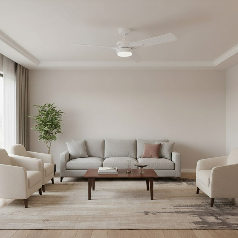 Ventus 52"  3 - Blade LED Propeller Ceiling Fan with Wall Control and Light Kit Included, Matte White