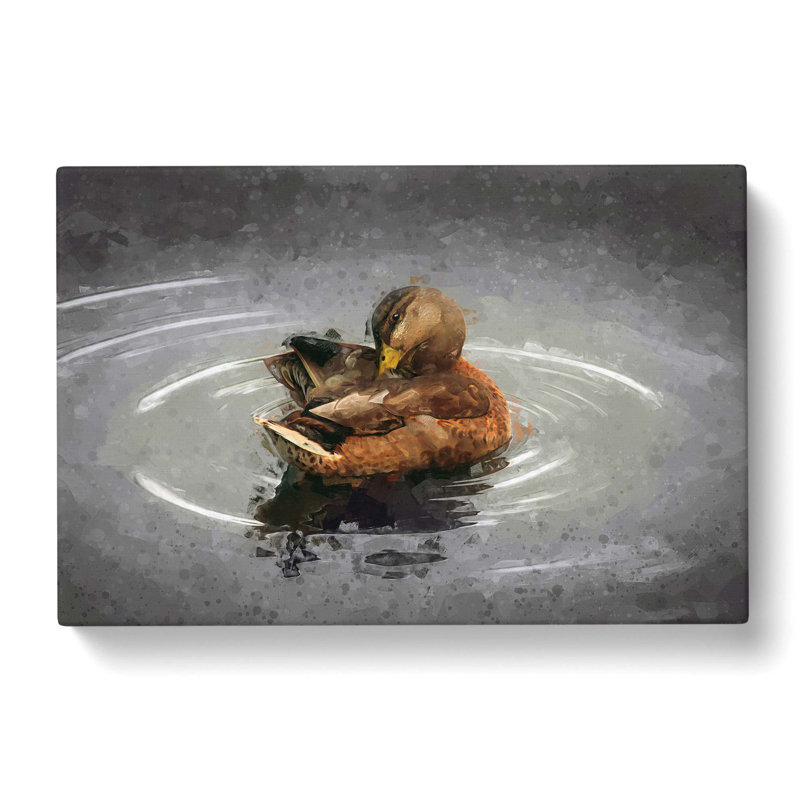 Duck Preening Its Feathers In Abstract - Wrapped Canvas Print, 50cm H x 76cm W x 3cm D
