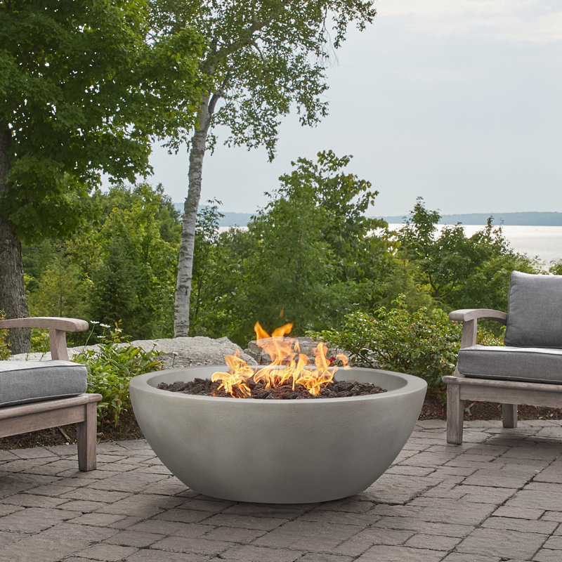 Eldora Round Concrete Fire Pit by Jensen Co, Shade, Propane, 16" H x 42" W x 42" D