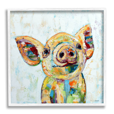 " Happy Farm Pig Modern Composition " by Jen Seeley