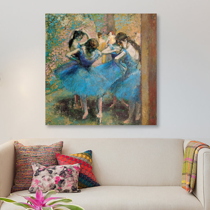 "danseurs en bleu, 1890" par edgar degas, impression sur toile, H 12 po x l 12 po x P 0,75 po, Toile tendue, Pas de tapis