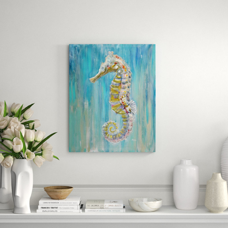 Seahorse Left Print by JP Kilkenny, 30" W x 38" H x 1.5" D, Glass Coat