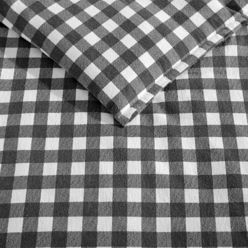 Ensemble d'édredon réversible en flanelle de coton gris Preston de Eddie Bauer, Édredon très grand et 2 taies décoratives