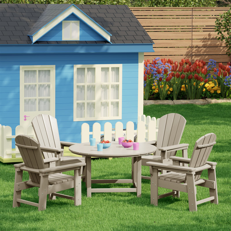 Laguna Kids Adirondack 5-Piece Round Table Dining Set, Sand