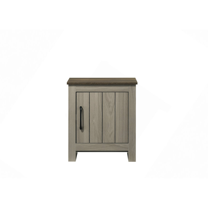 16"W Gray Oak End Table, Side Table, Nightstand With Cabinet Door