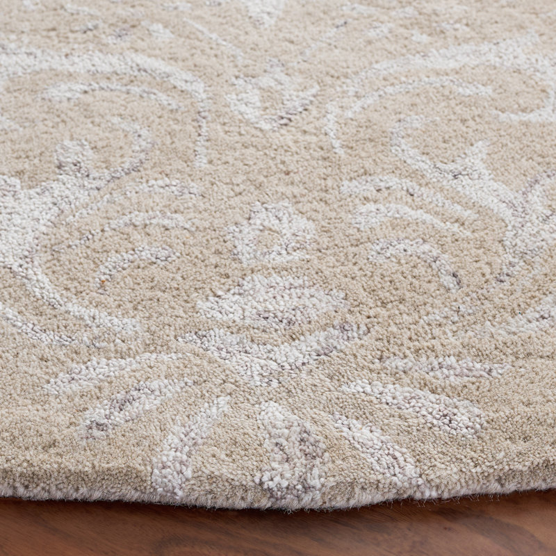 Tivoli Hand Tufted Viscose/Wool Floral Rug in Gray, Round 6'