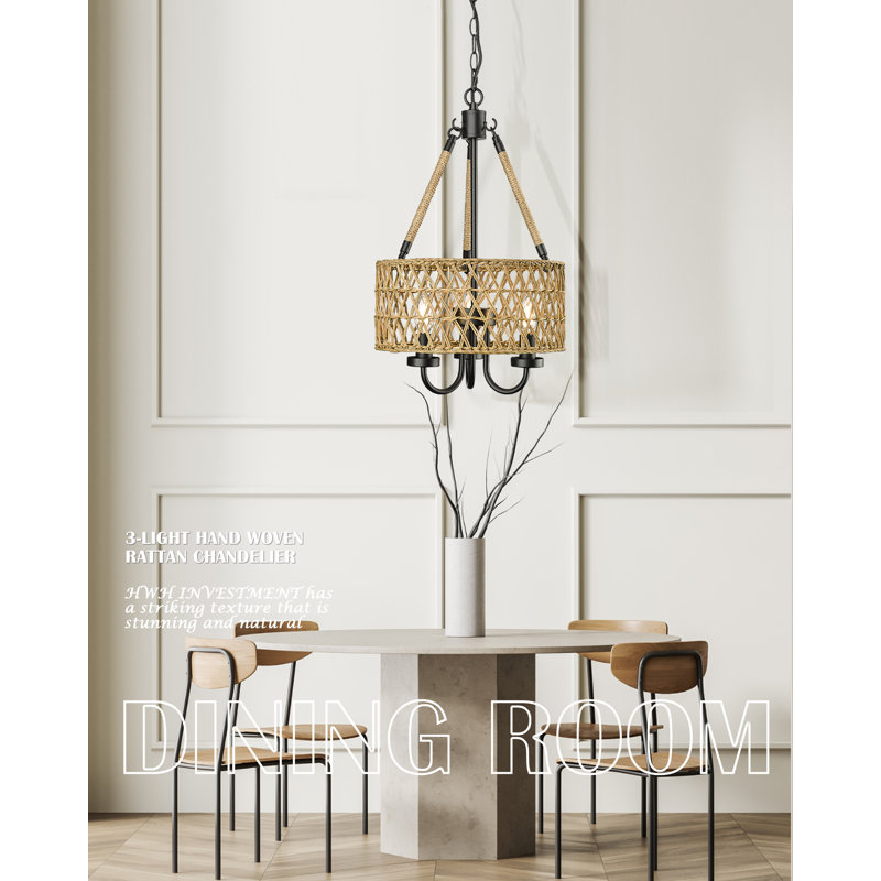 Luminaire suspendu tambour à 3 lumières Abbegail