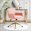 Chaise de bureau, chaise de bureau artificielle avec base en métal doré, chaise de bureau pivotante réglable-426485659