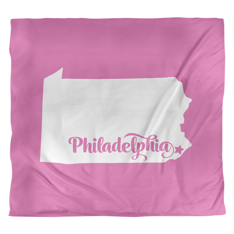 Housse de couette réversible simple Philadelphia Pennsylvania, Housse de couette pour très grand lit, Rose, Microfibre