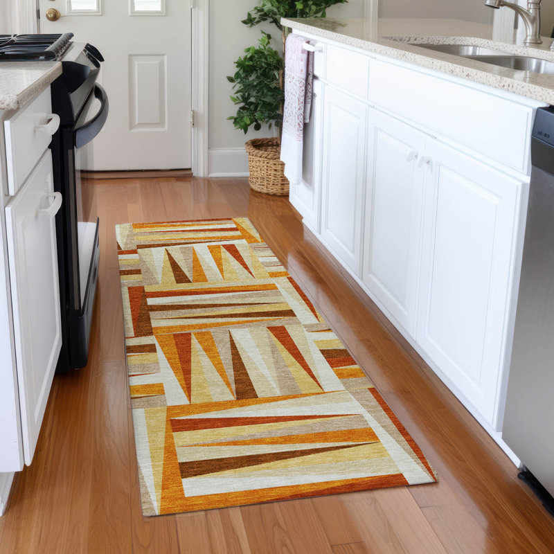 Premium Machine Washable Collett AMF1012 Squares Rug, Runner 2'3" x 7'6"