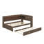 Lit de jour multifonctionnel en L avec lit gigogne, tablettes de rangement, ports USB et éclairage DEL-1159112653