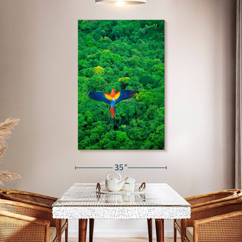 Brampt Rainforest Scarlet Macaw, 51" H x 34" W