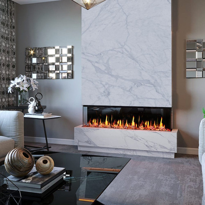 WarmCastle 3 Side Smart Control Electric Fireplace with Media, 20.5" H x 72" W x 9.38" D
